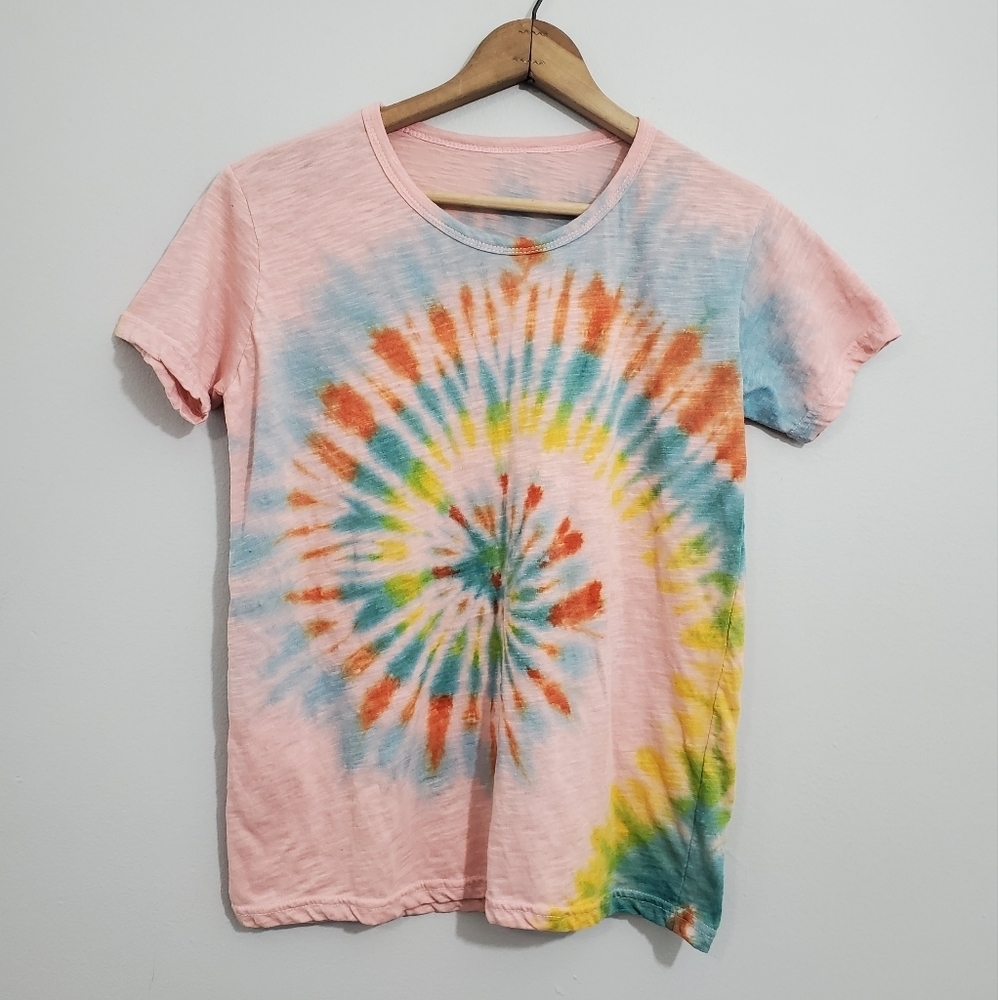 Custom Upcycled Colorful Spiral Tie Dyed Tee